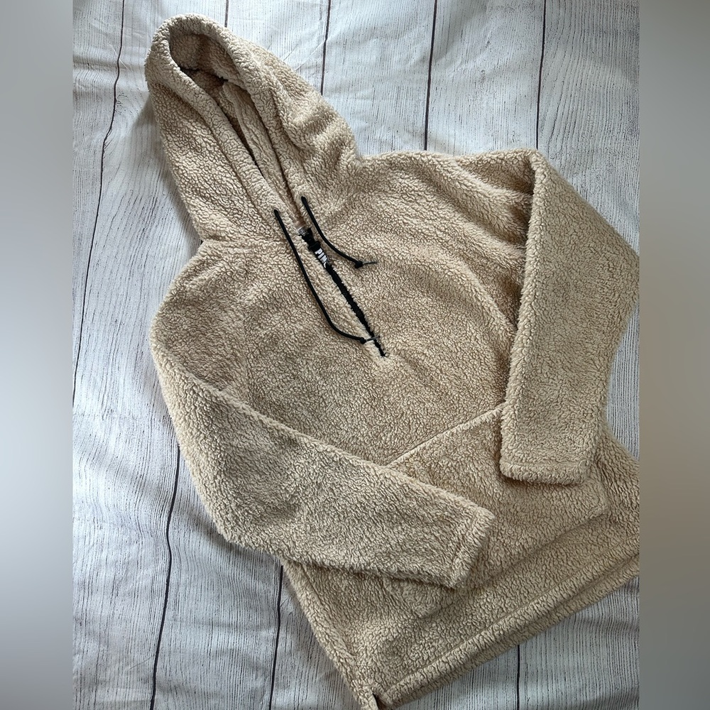 Pink XS wool like hooded sweat shirt
